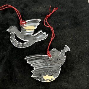 Gorham West Germany Lead Crystal Clear Dove and Angel Christmas Ornaments w/ Tag